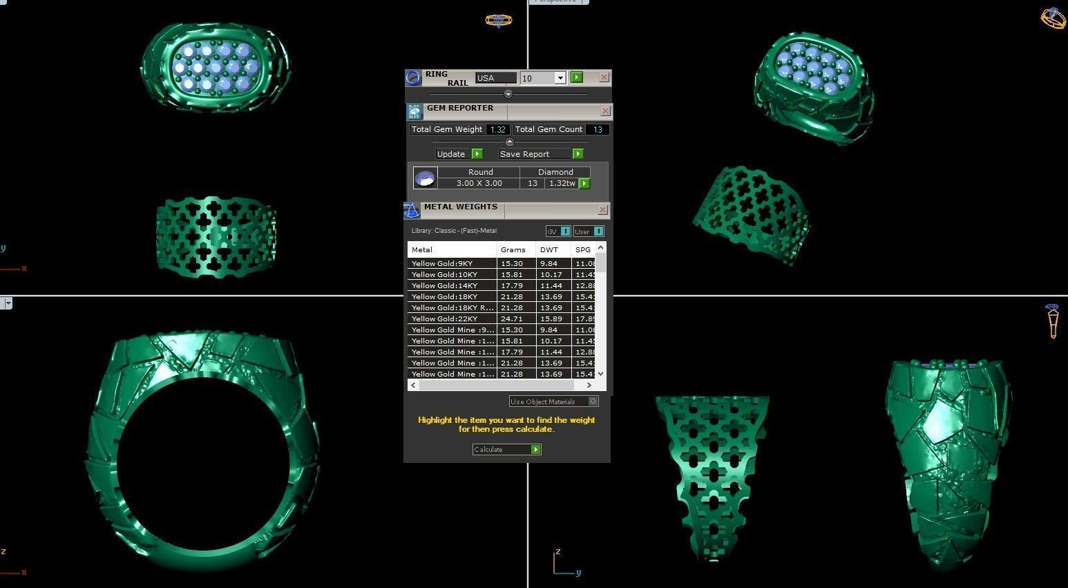 Gents Diamond  Nugget Ring 13 3D print model_4