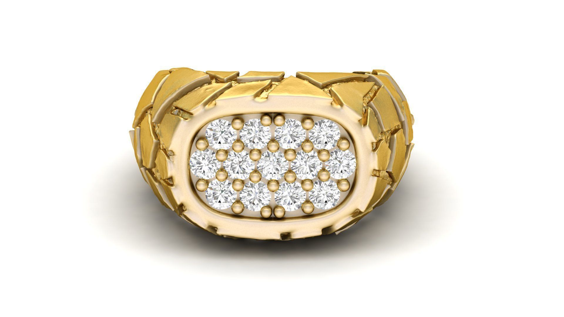 Gents Diamond  Nugget Ring 13 3D print model_1