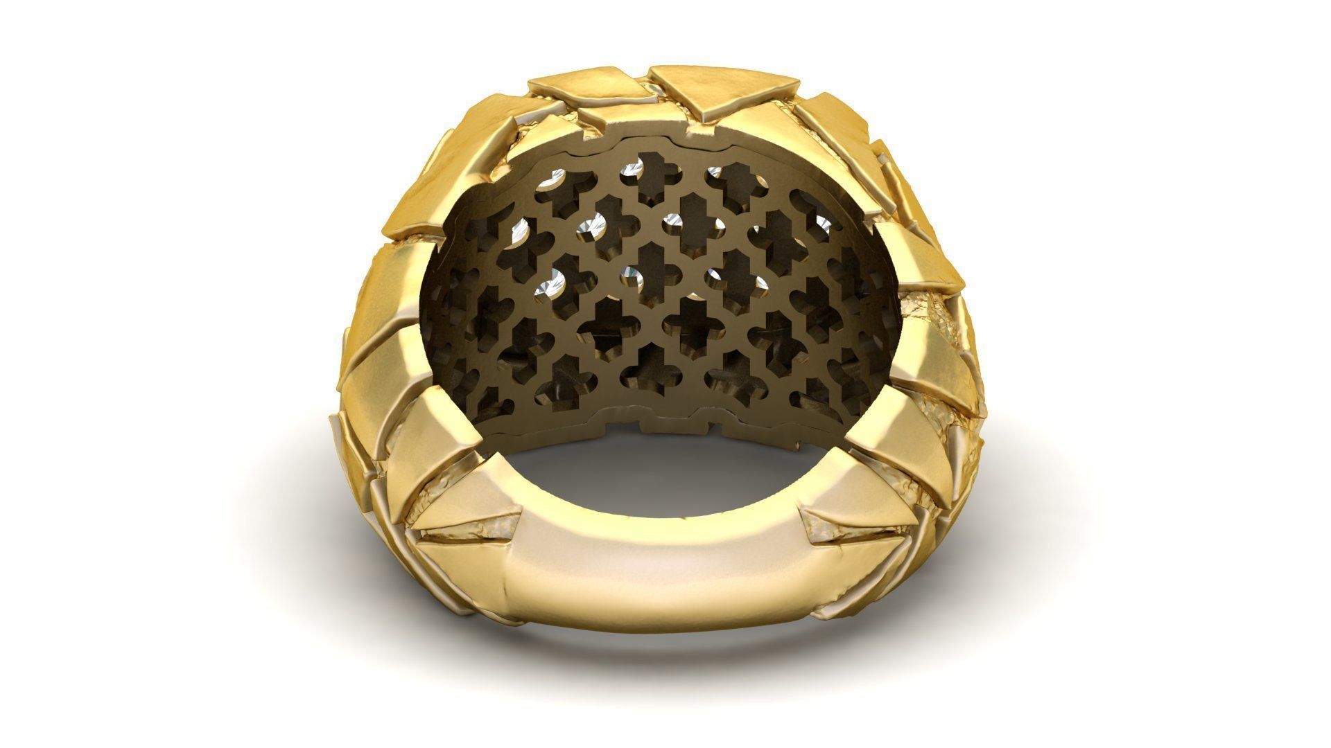 Gents Diamond  Nugget Ring 13 3D print model_6