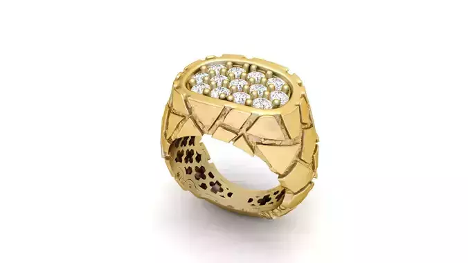 Gents Diamond  Nugget Ring 13 3D print model