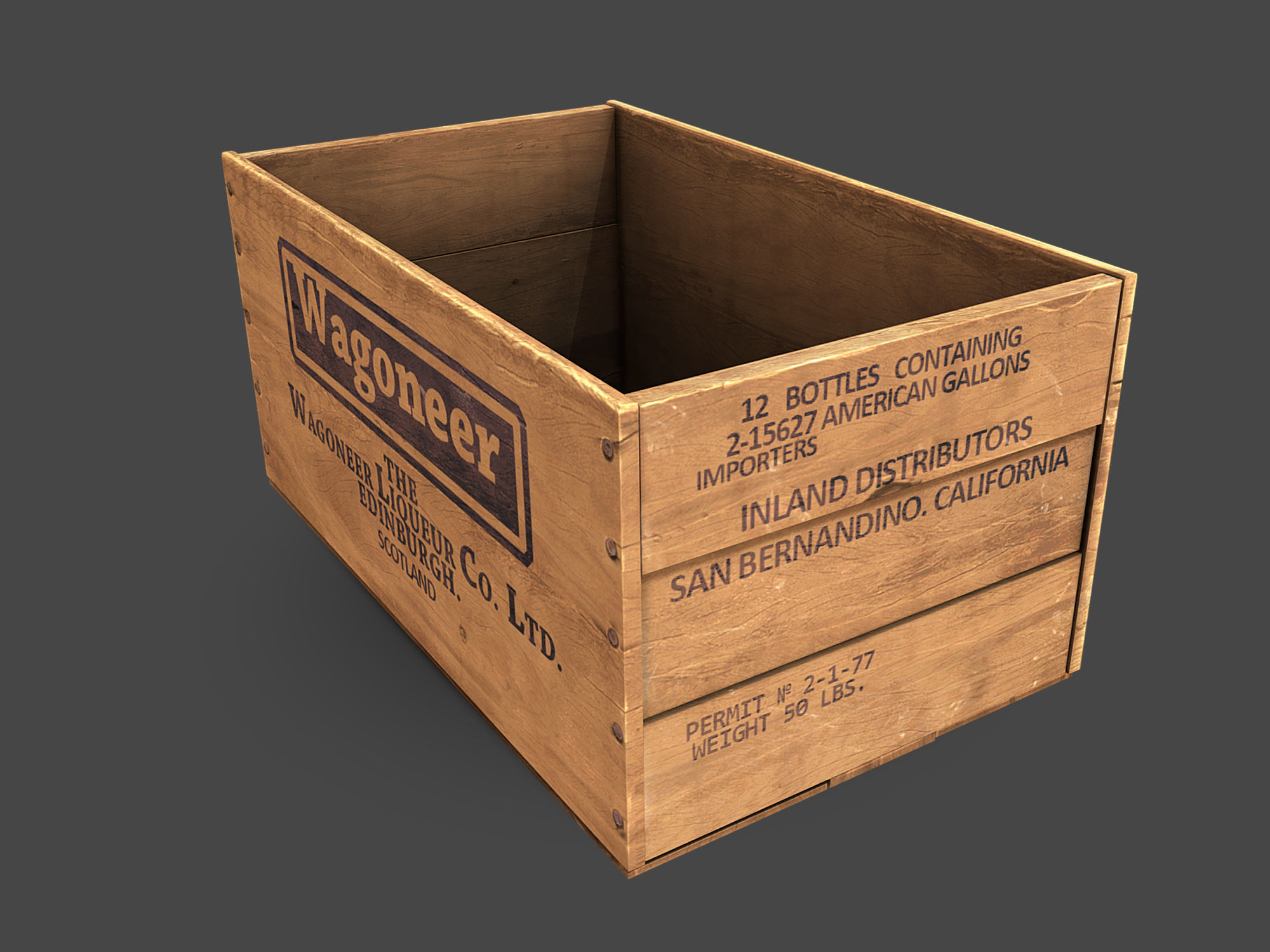 Old Crate Low-poly 3D model_3