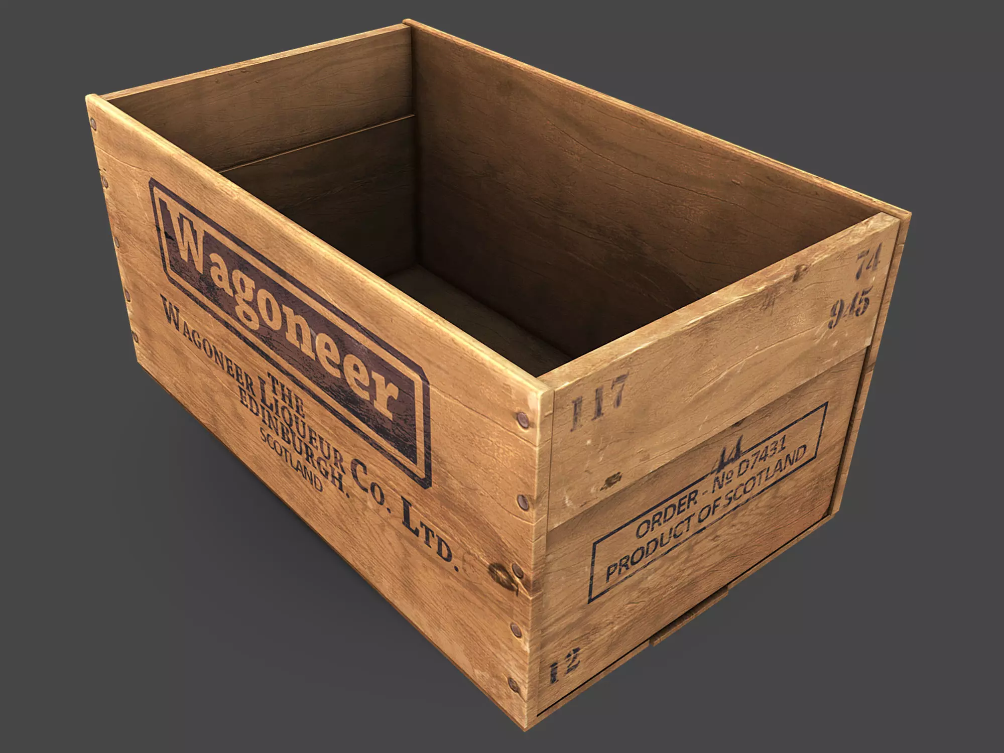 Old Crate Low-poly 3D model_0