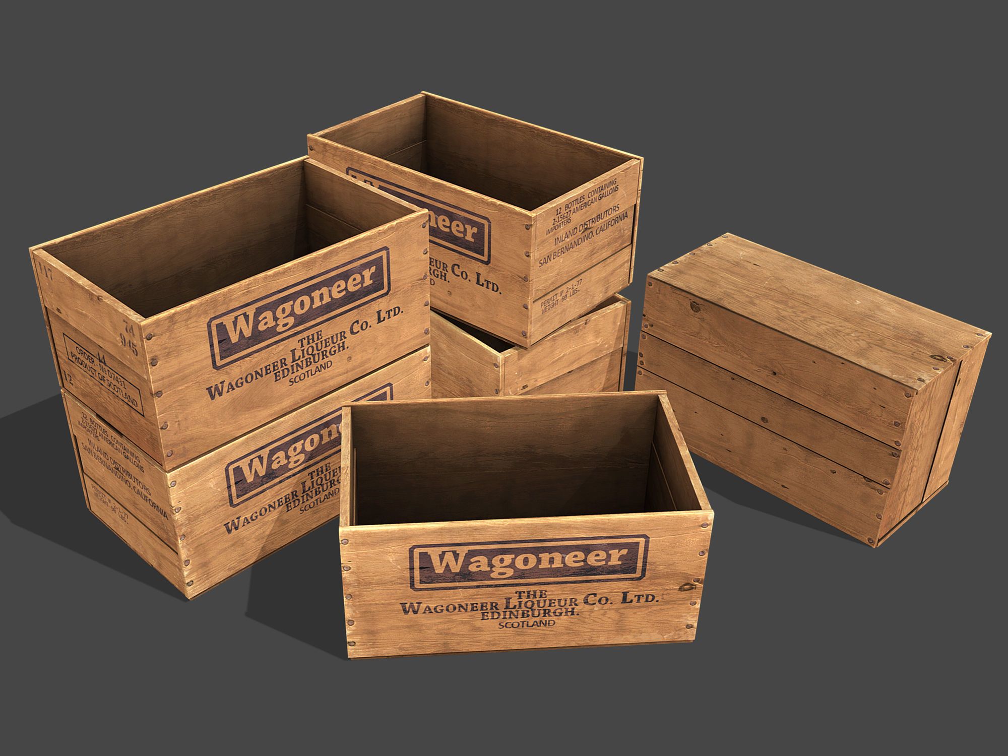 Old Crate Low-poly 3D model_8