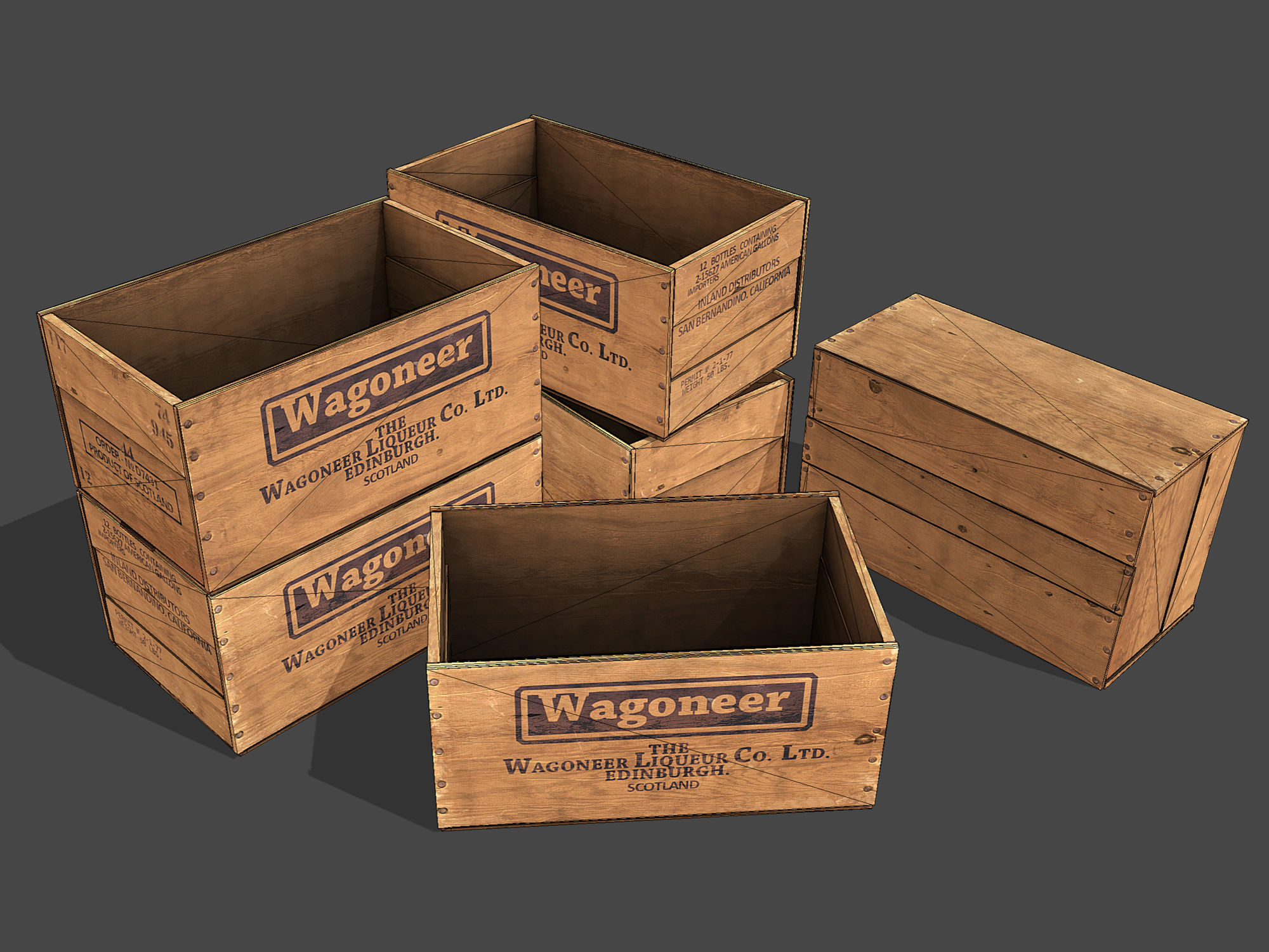 Old Crate Low-poly 3D model_9
