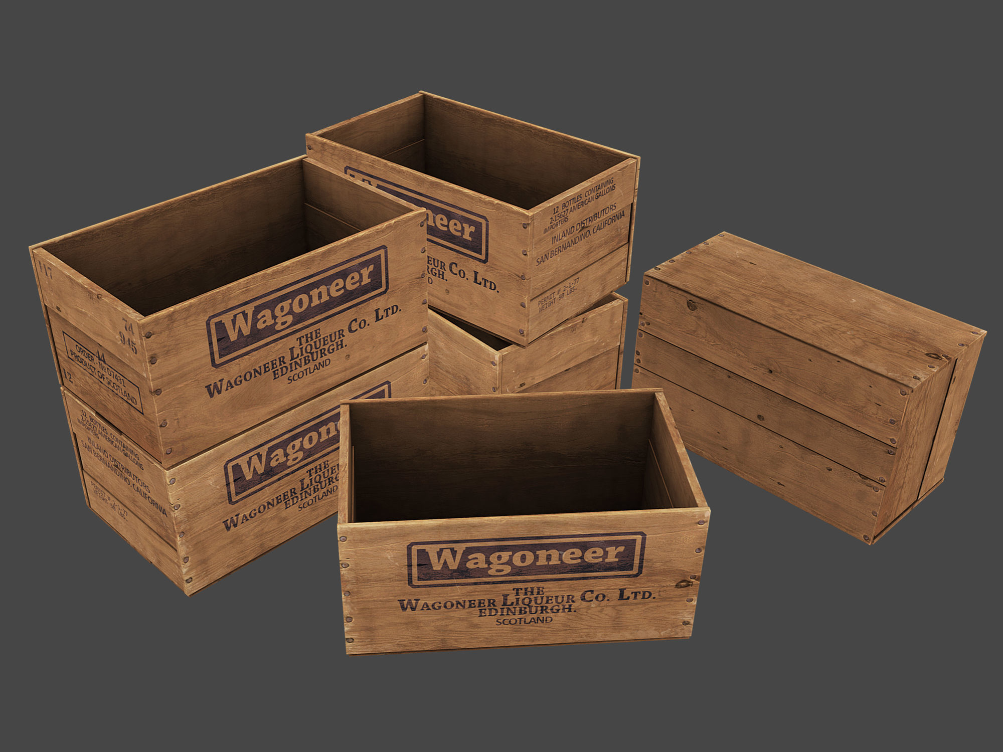 Old Crate Low-poly 3D model_10