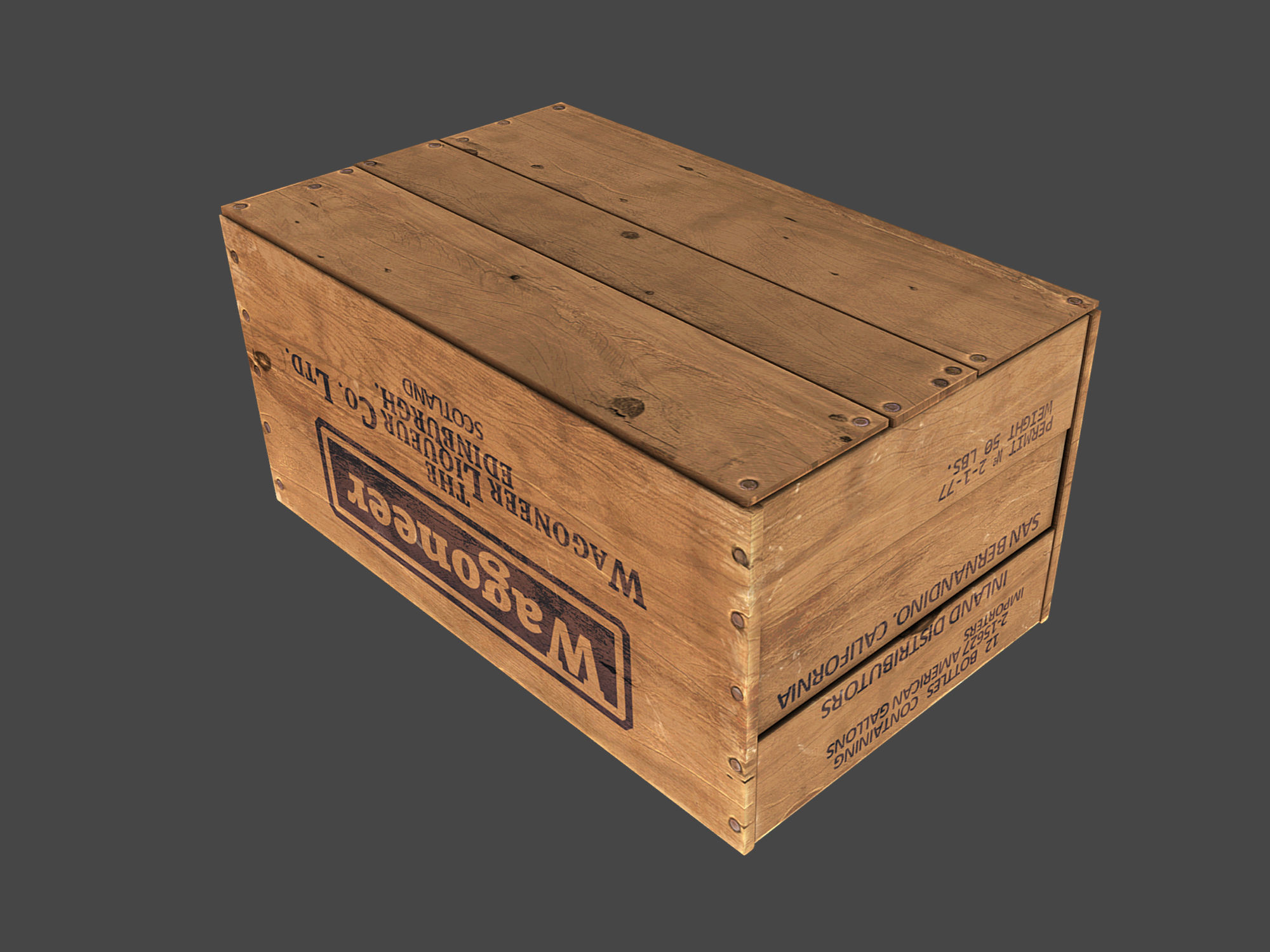 Old Crate Low-poly 3D model_6