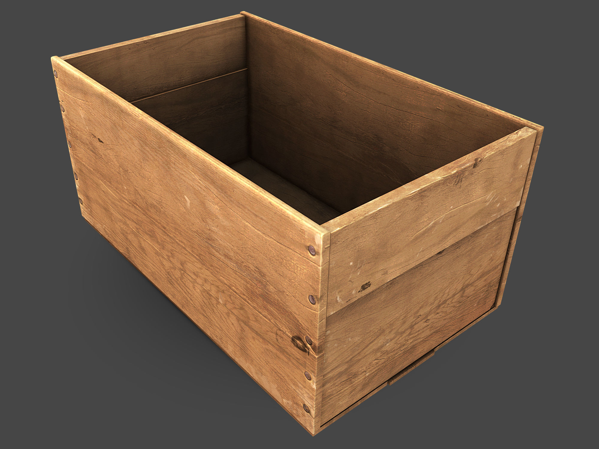Old Crate Low-poly 3D model_1