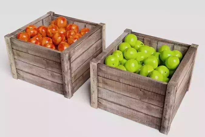 Market Box Crate Apples Fruit Stall