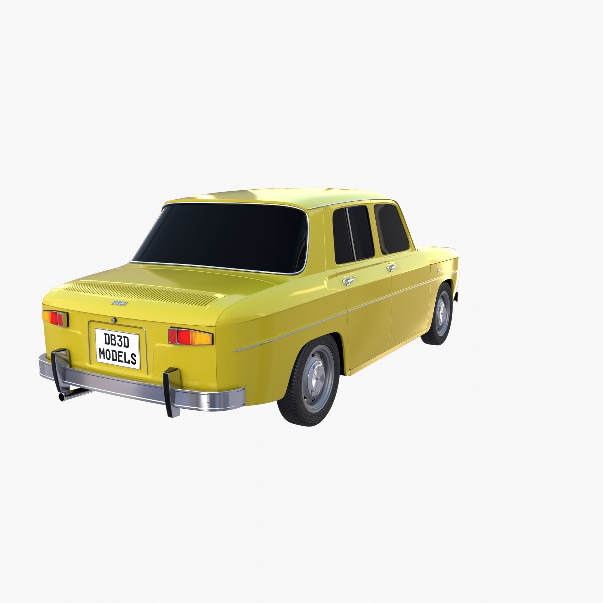 Renault 8 Yellow 3D model_5