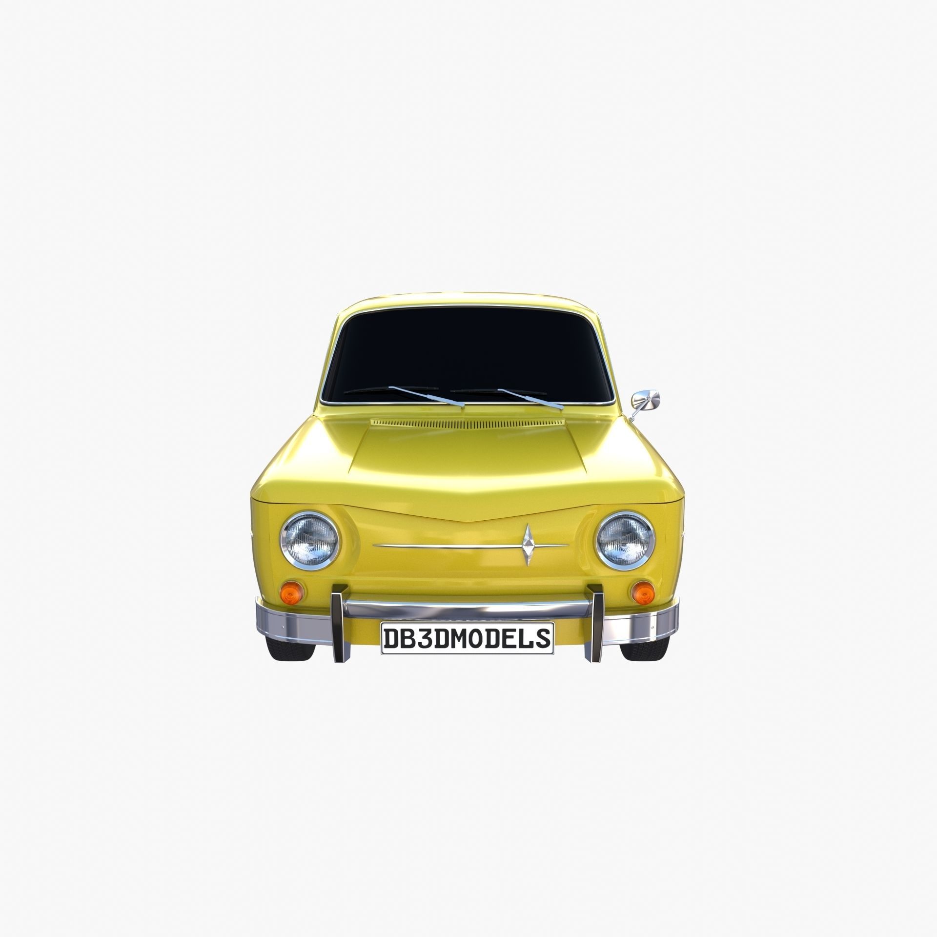 Renault 8 Yellow 3D model_1