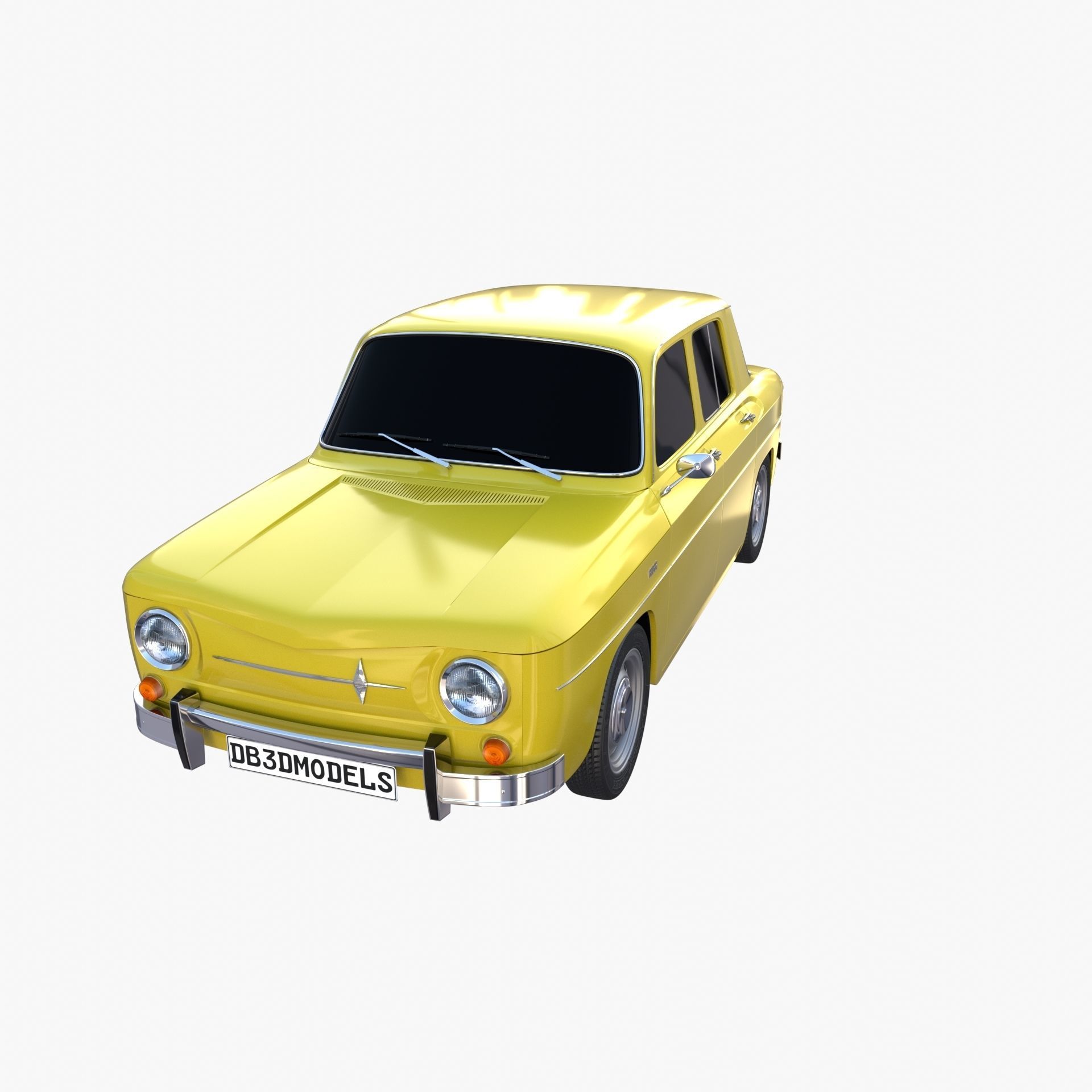 Renault 8 Yellow 3D model_8