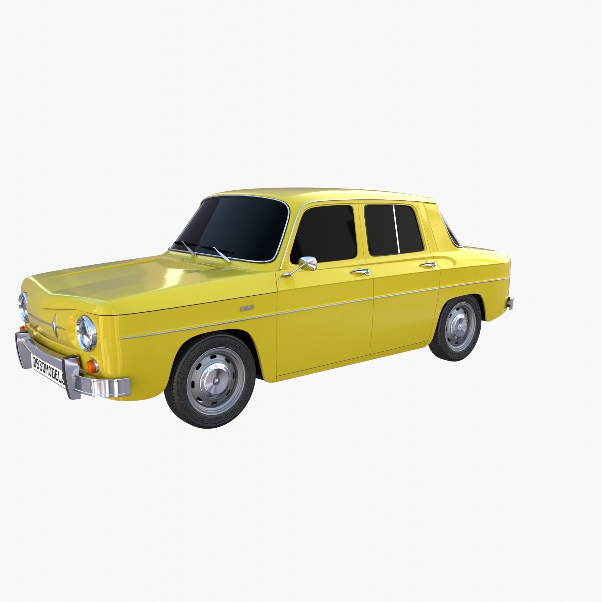 Renault 8 Yellow 3D model_2