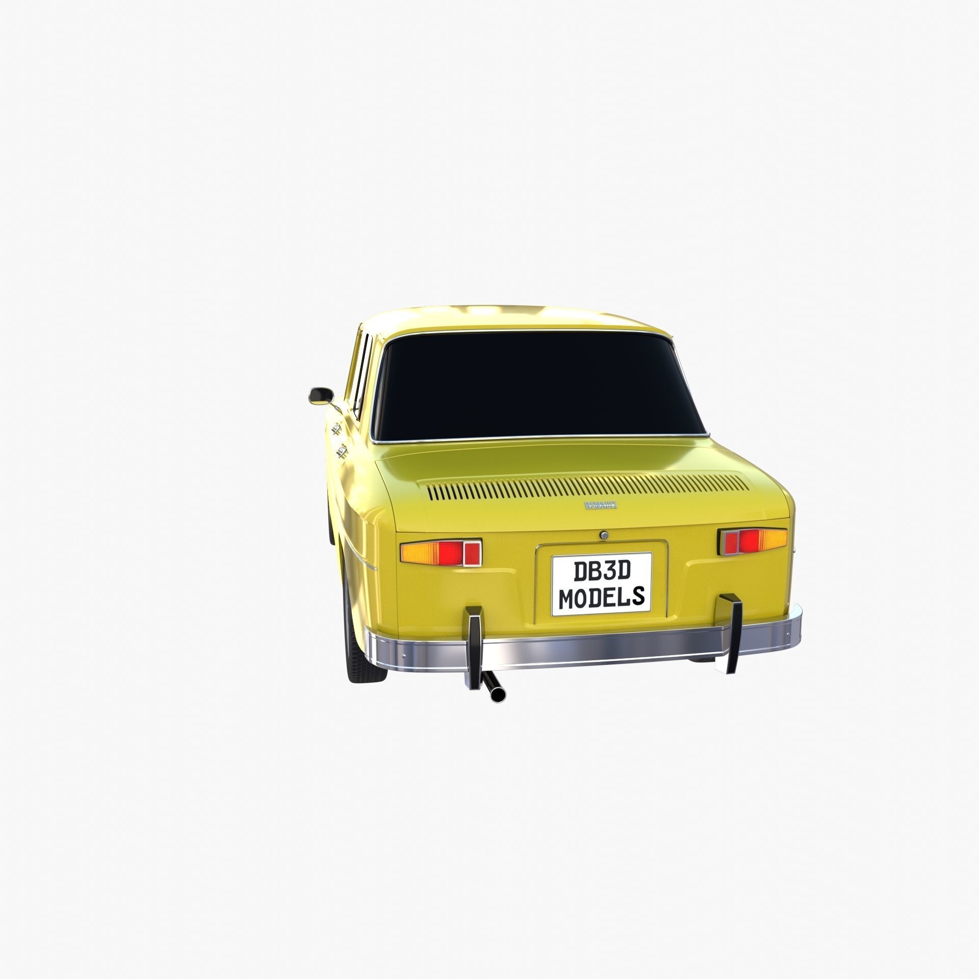 Renault 8 Yellow 3D model_4