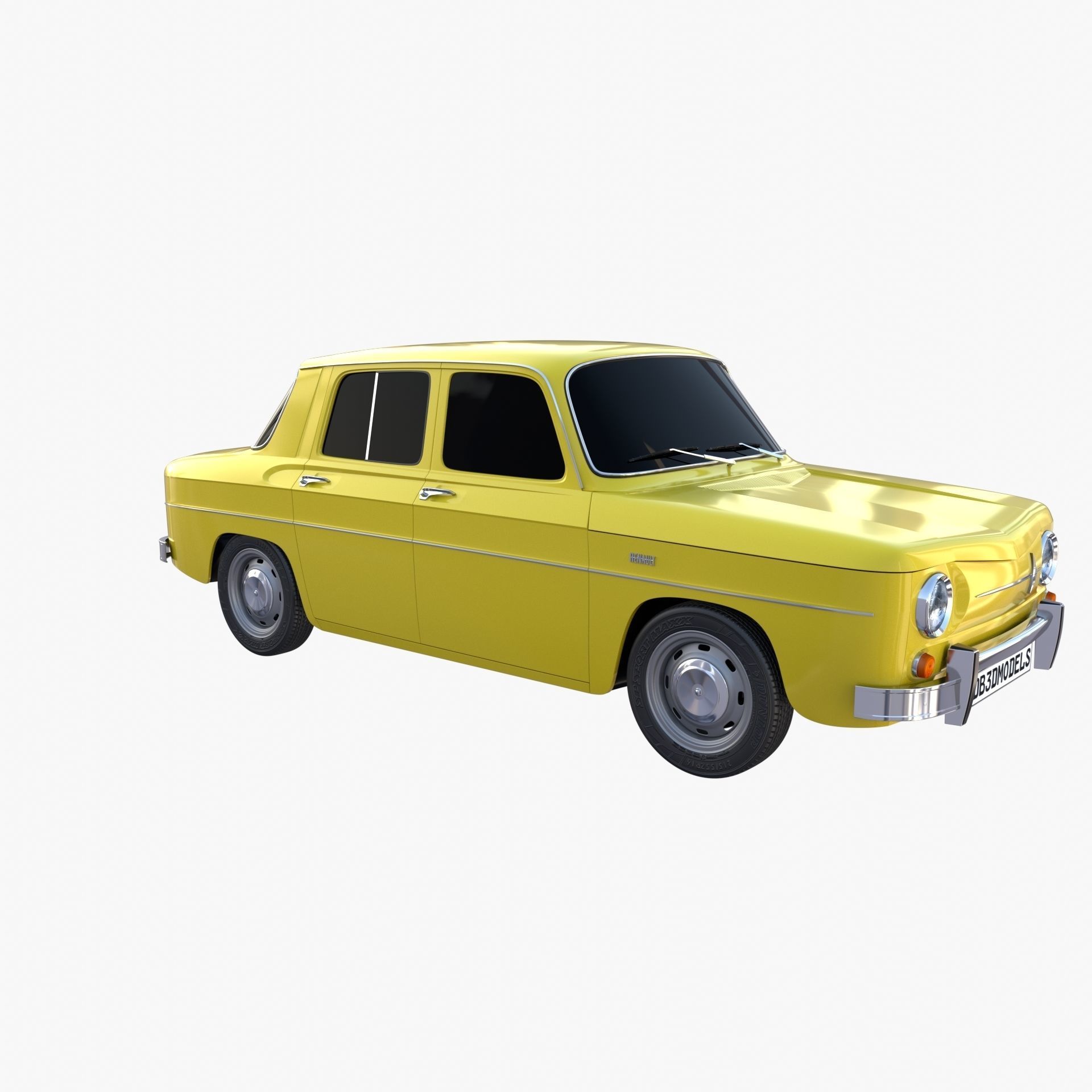 Renault 8 Yellow 3D model_7