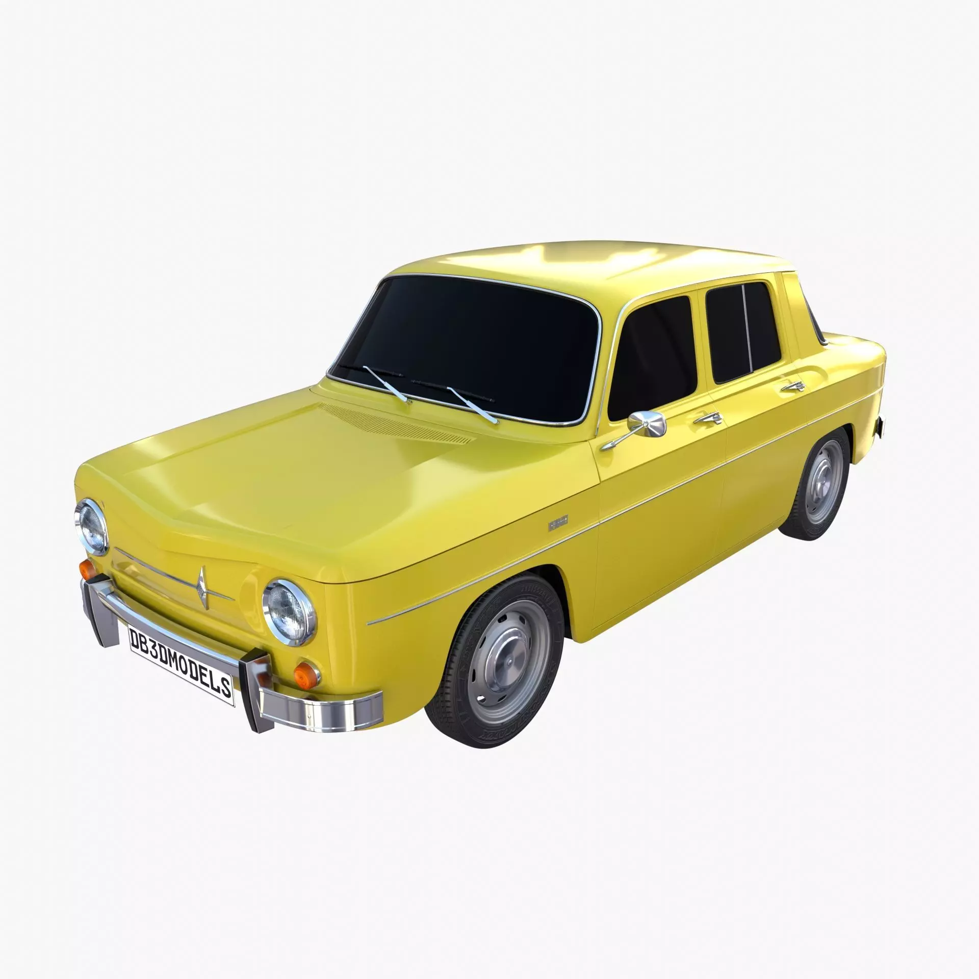 Renault 8 Yellow 3D model_0