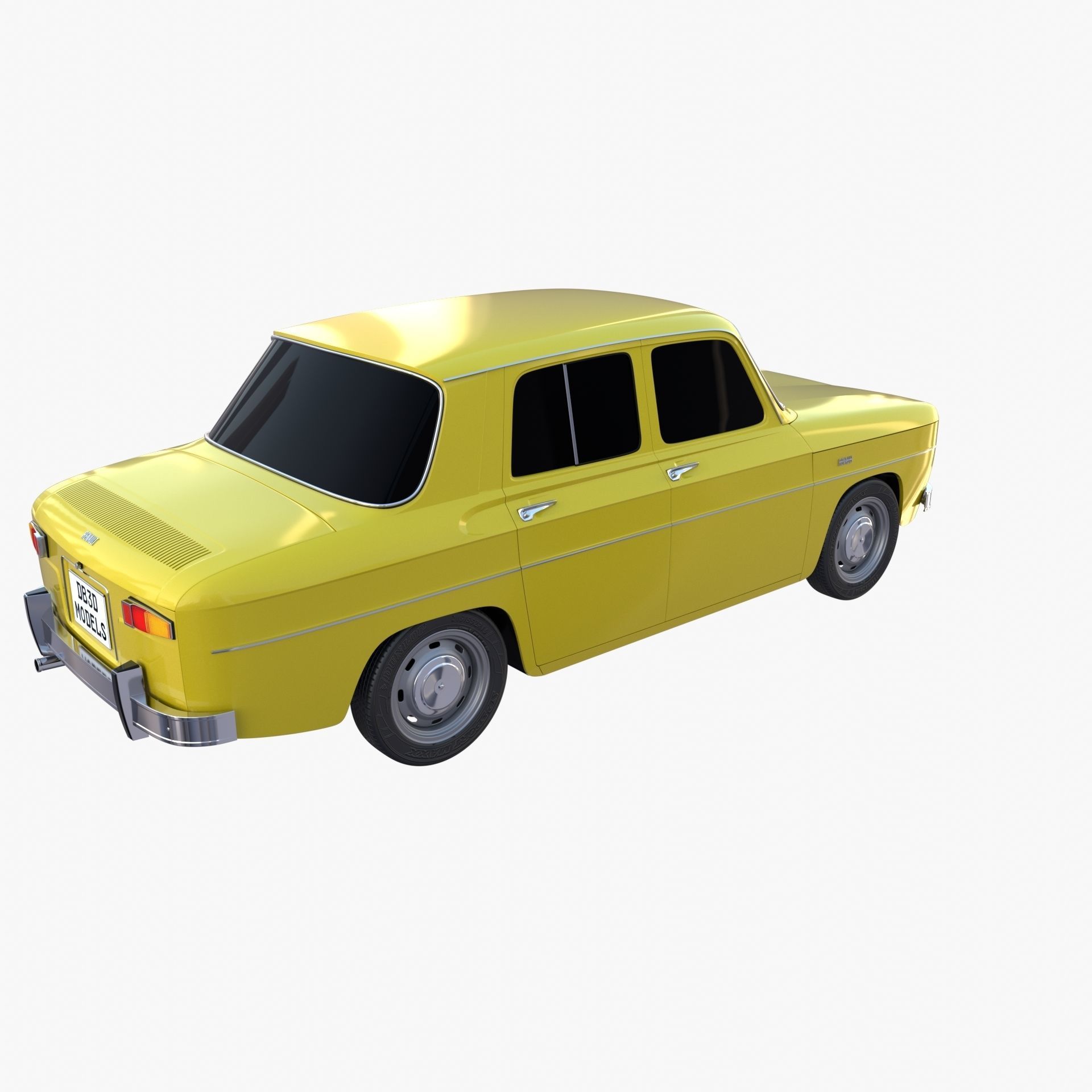 Renault 8 Yellow 3D model_12