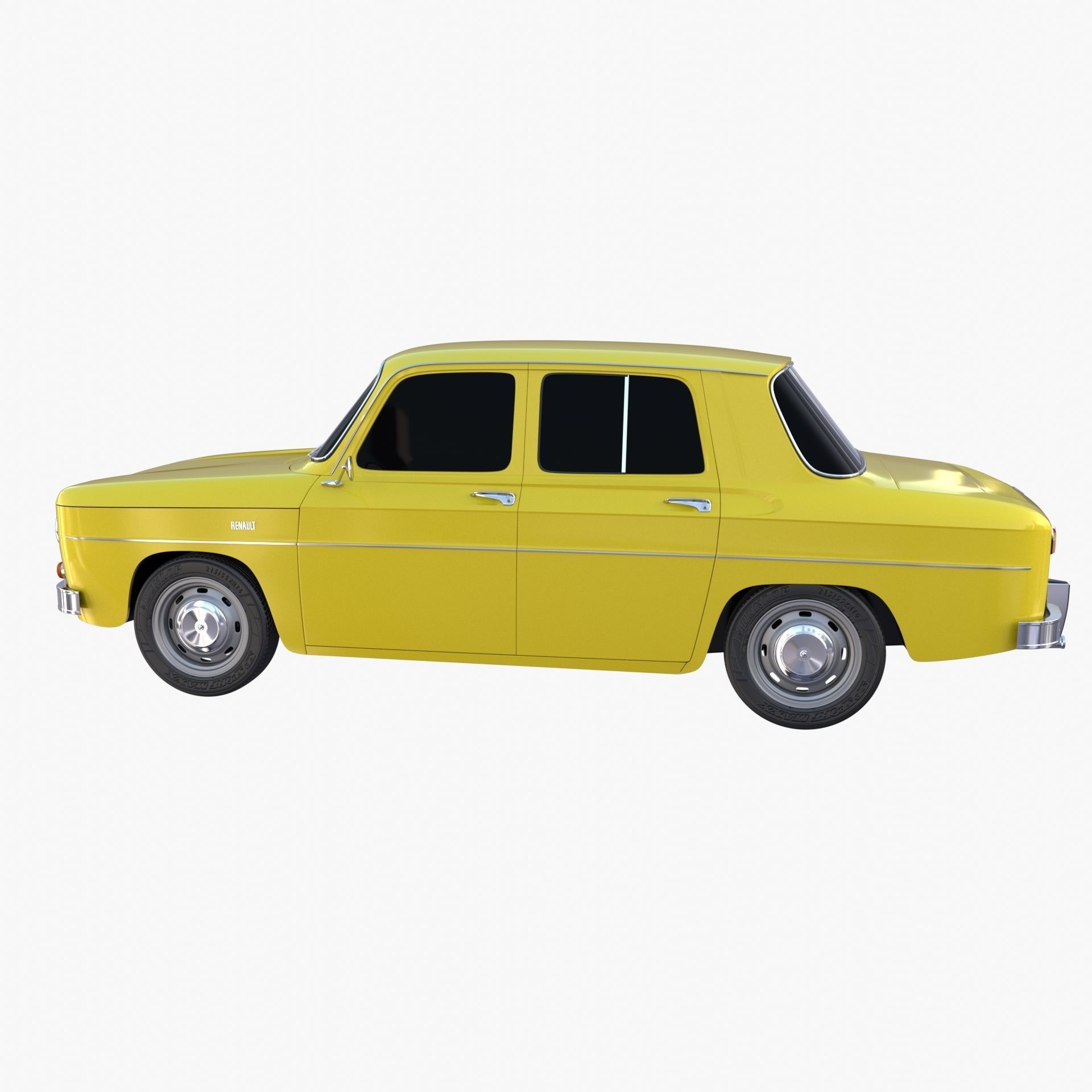 Renault 8 Yellow 3D model_3
