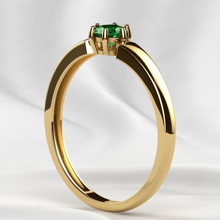 4mm Emerald Gems Ring and Earrings Set 3D print model_17