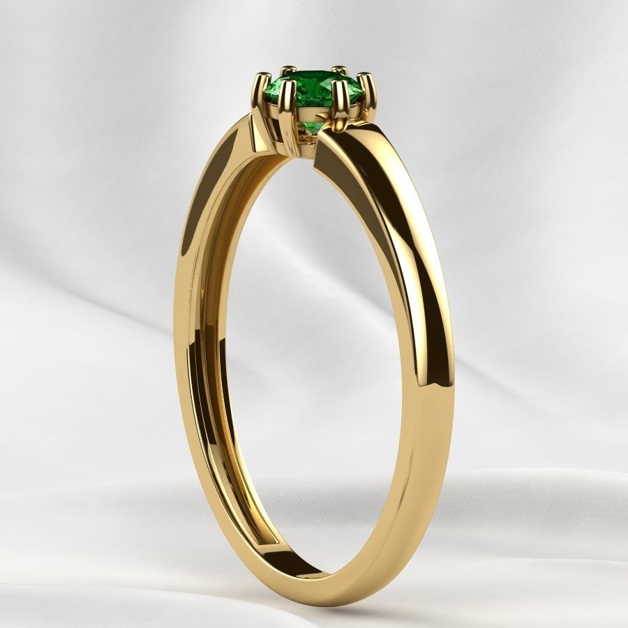 4mm Emerald Gems Ring and Earrings Set 3D print model_18