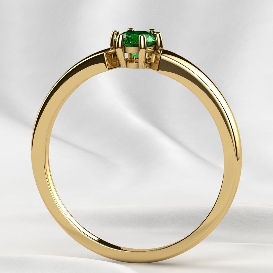 4mm Emerald Gems Ring and Earrings Set 3D print model_15