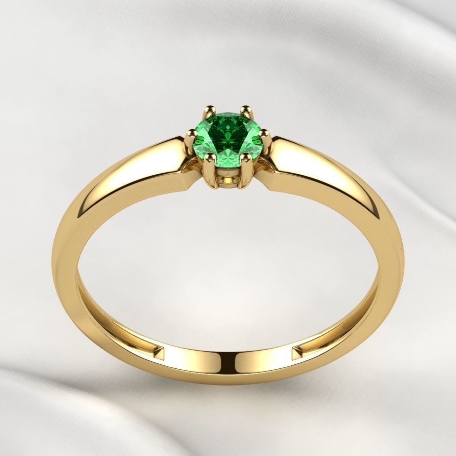 4mm Emerald Gems Ring and Earrings Set 3D print model_12