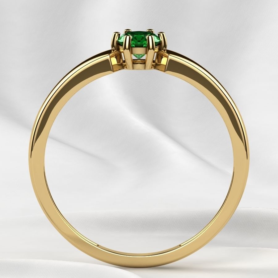 4mm Emerald Gems Ring and Earrings Set 3D print model_14