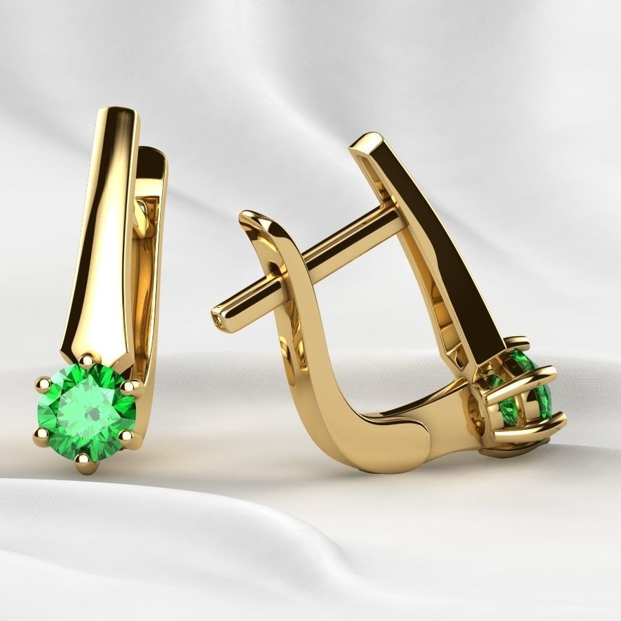 4mm Emerald Gems Ring and Earrings Set 3D print model_25
