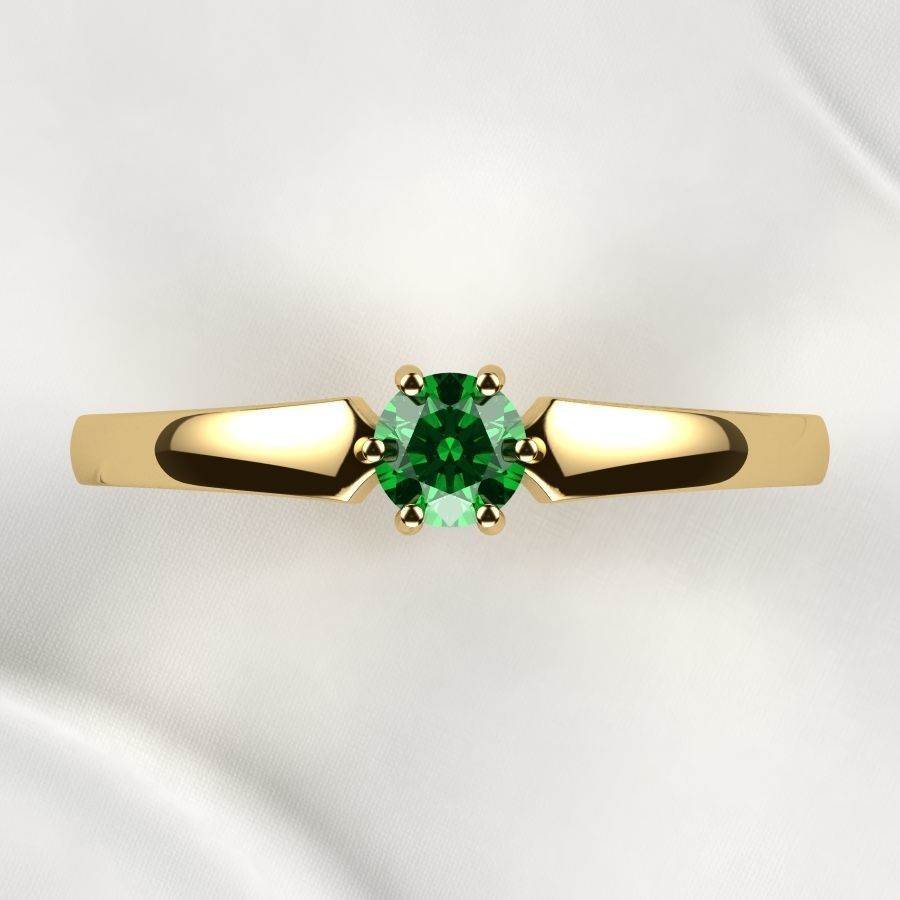 4mm Emerald Gems Ring and Earrings Set 3D print model_13