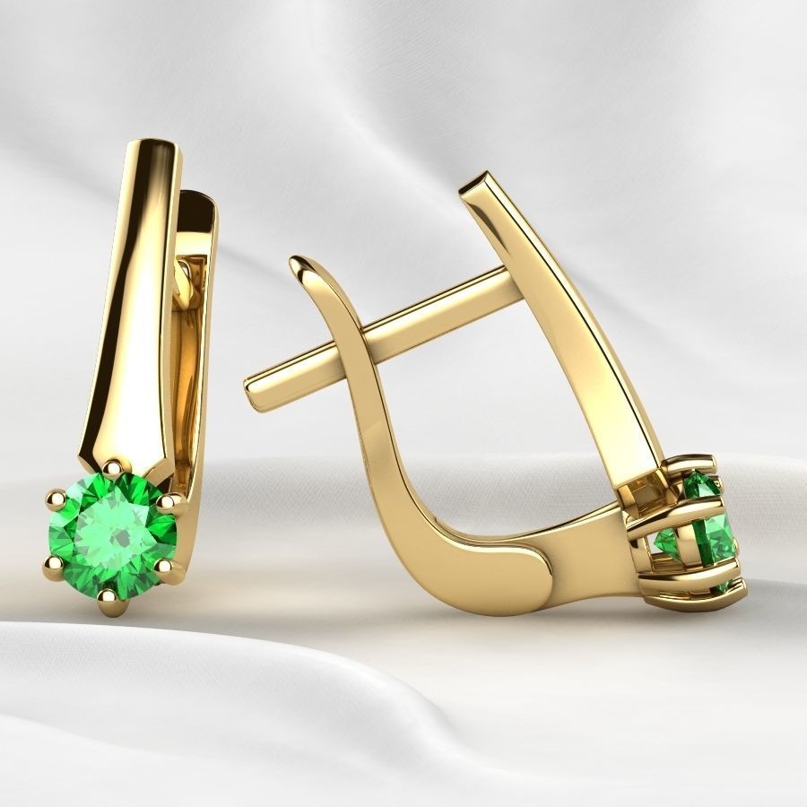 4mm Emerald Gems Ring and Earrings Set 3D print model_24