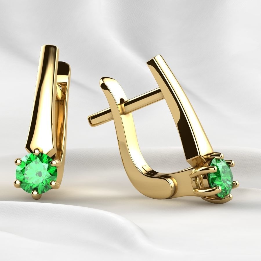 4mm Emerald Gems Ring and Earrings Set 3D print model_23