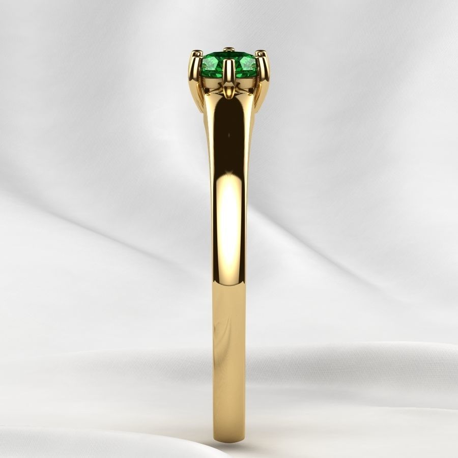 4mm Emerald Gems Ring and Earrings Set 3D print model_20