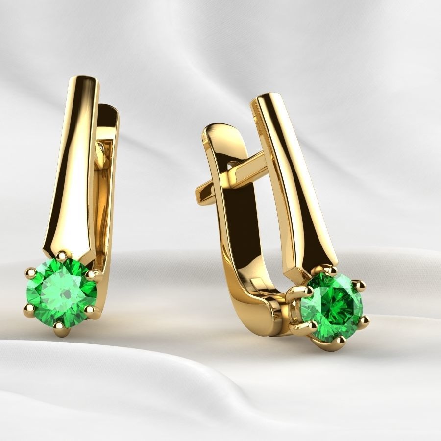 4mm Emerald Gems Ring and Earrings Set 3D print model_22