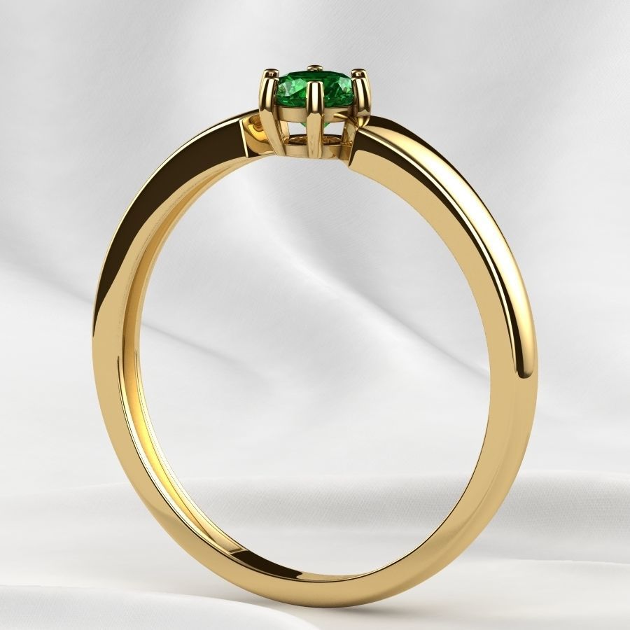 4mm Emerald Gems Ring and Earrings Set 3D print model_16