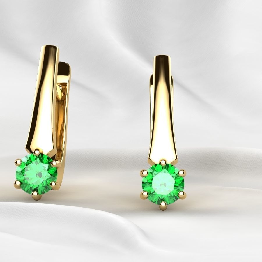 4mm Emerald Gems Ring and Earrings Set 3D print model_21