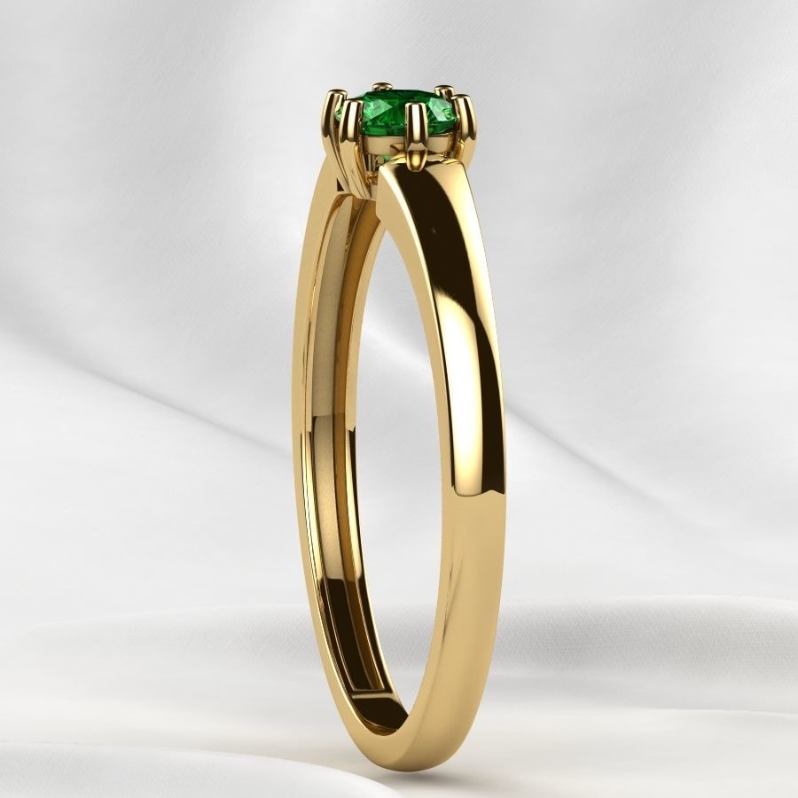 4mm Emerald Gems Ring and Earrings Set 3D print model_19