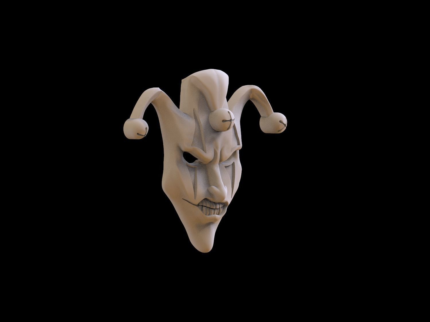 Mask face jester joker relief 3D print model 3D print model_10