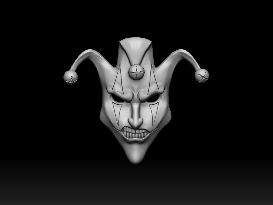 Mask face jester joker relief 3D print model 3D print model_1