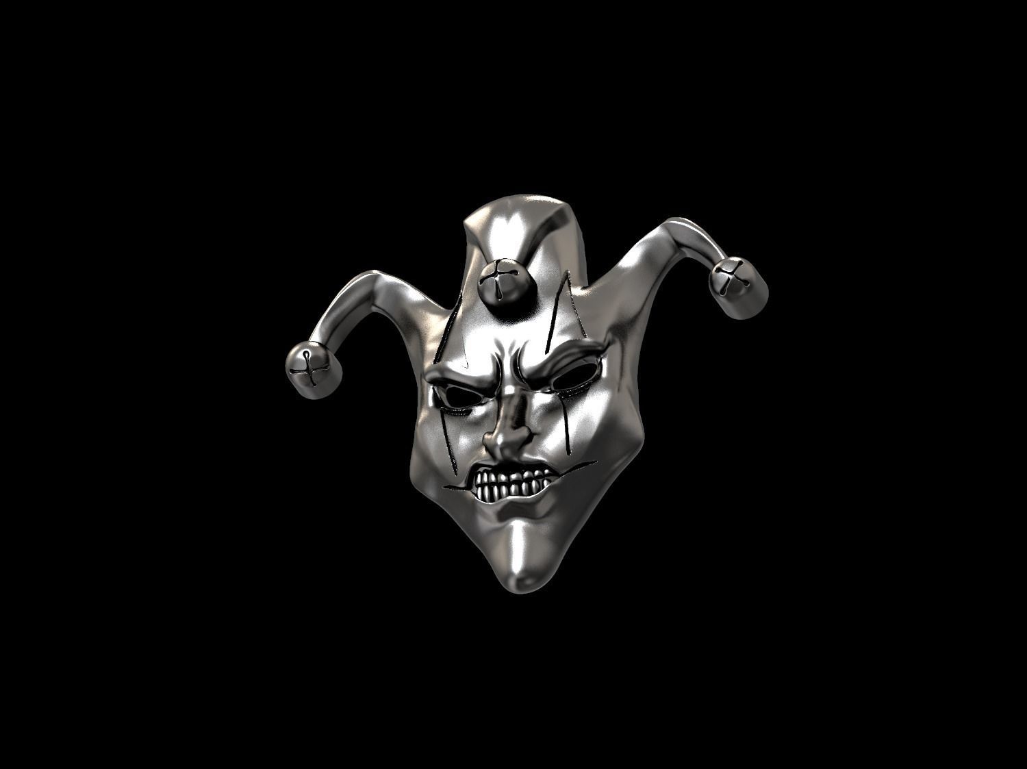 Mask face jester joker relief 3D print model 3D print model_13