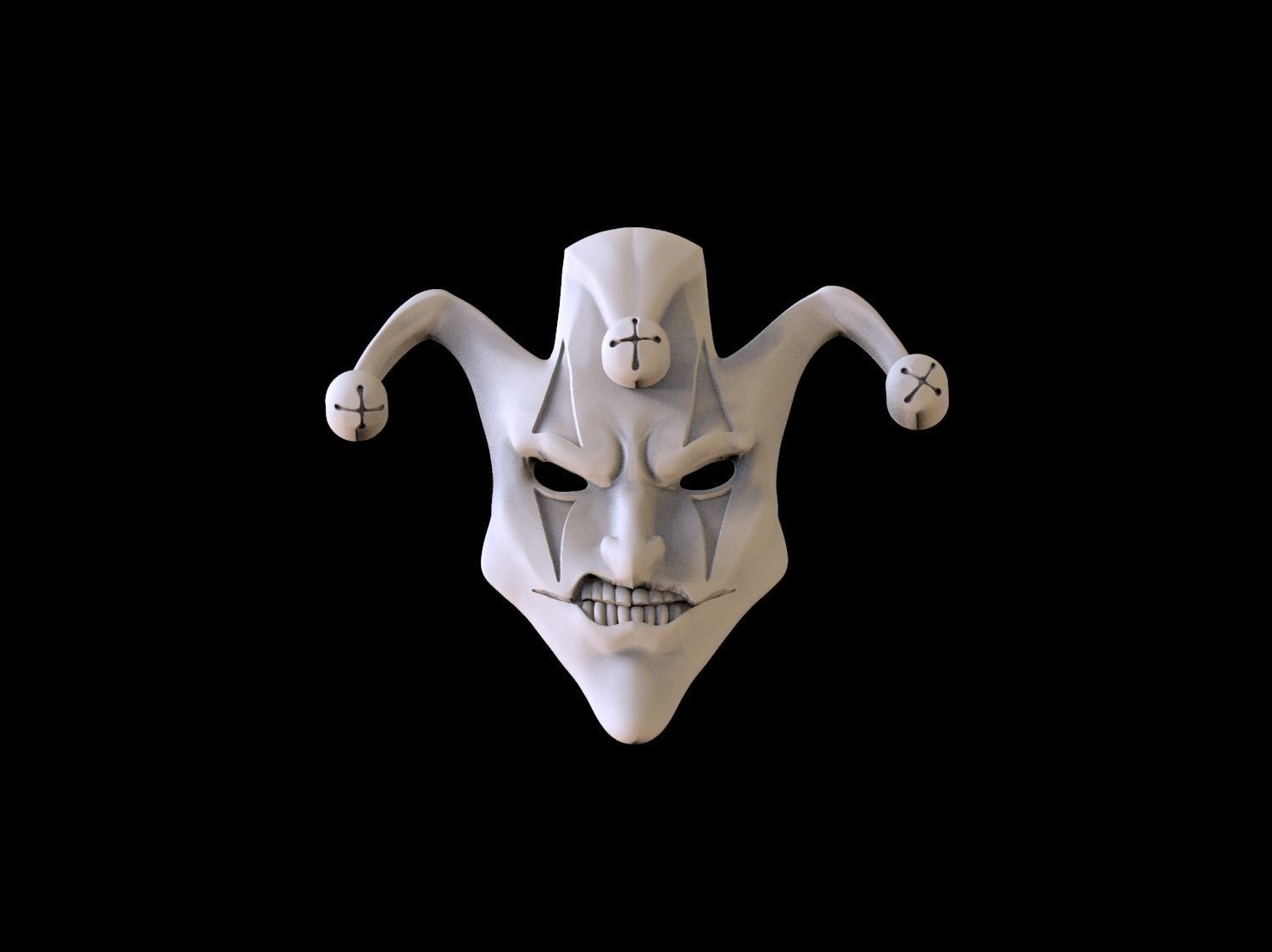 Mask face jester joker relief 3D print model 3D print model_21