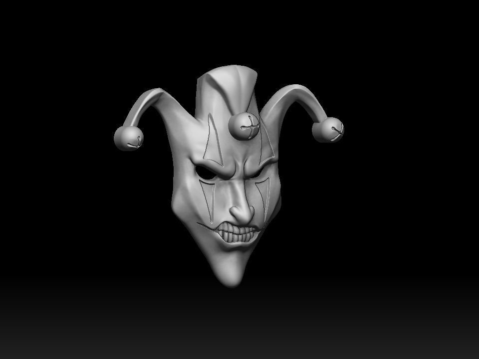 Mask face jester joker relief 3D print model 3D print model_3