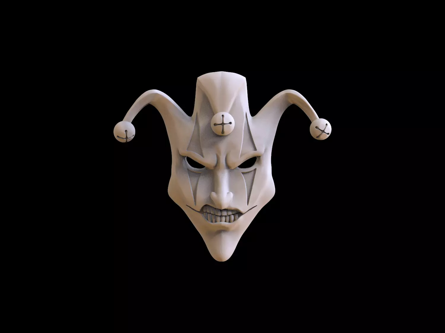 Mask face jester joker relief 3D print model 3D print model_0