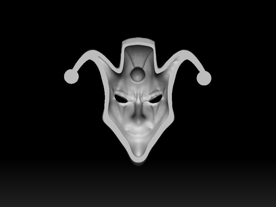 Mask face jester joker relief 3D print model 3D print model_4