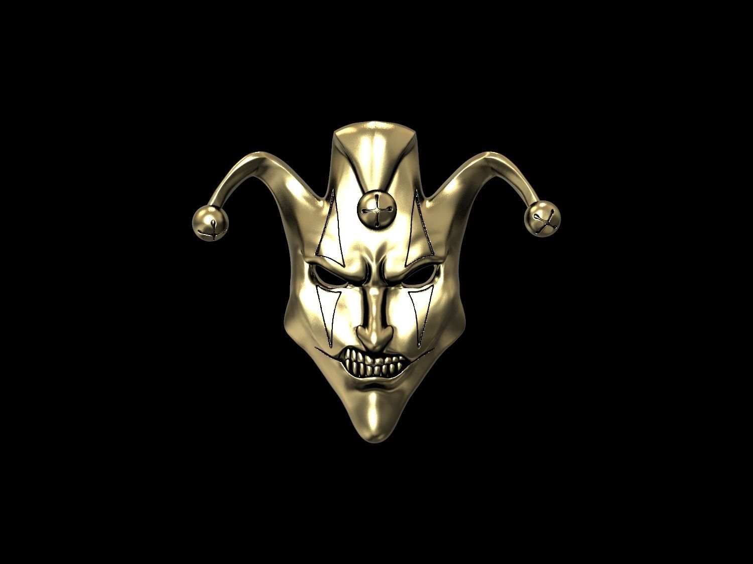 Mask face jester joker relief 3D print model 3D print model_7