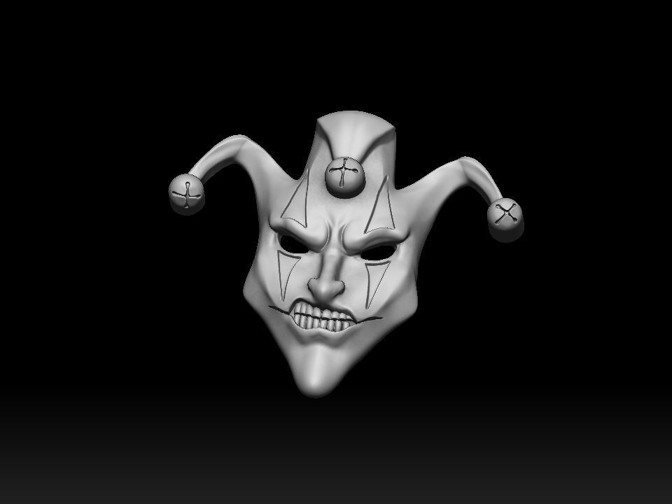 Mask face jester joker relief 3D print model 3D print model_9