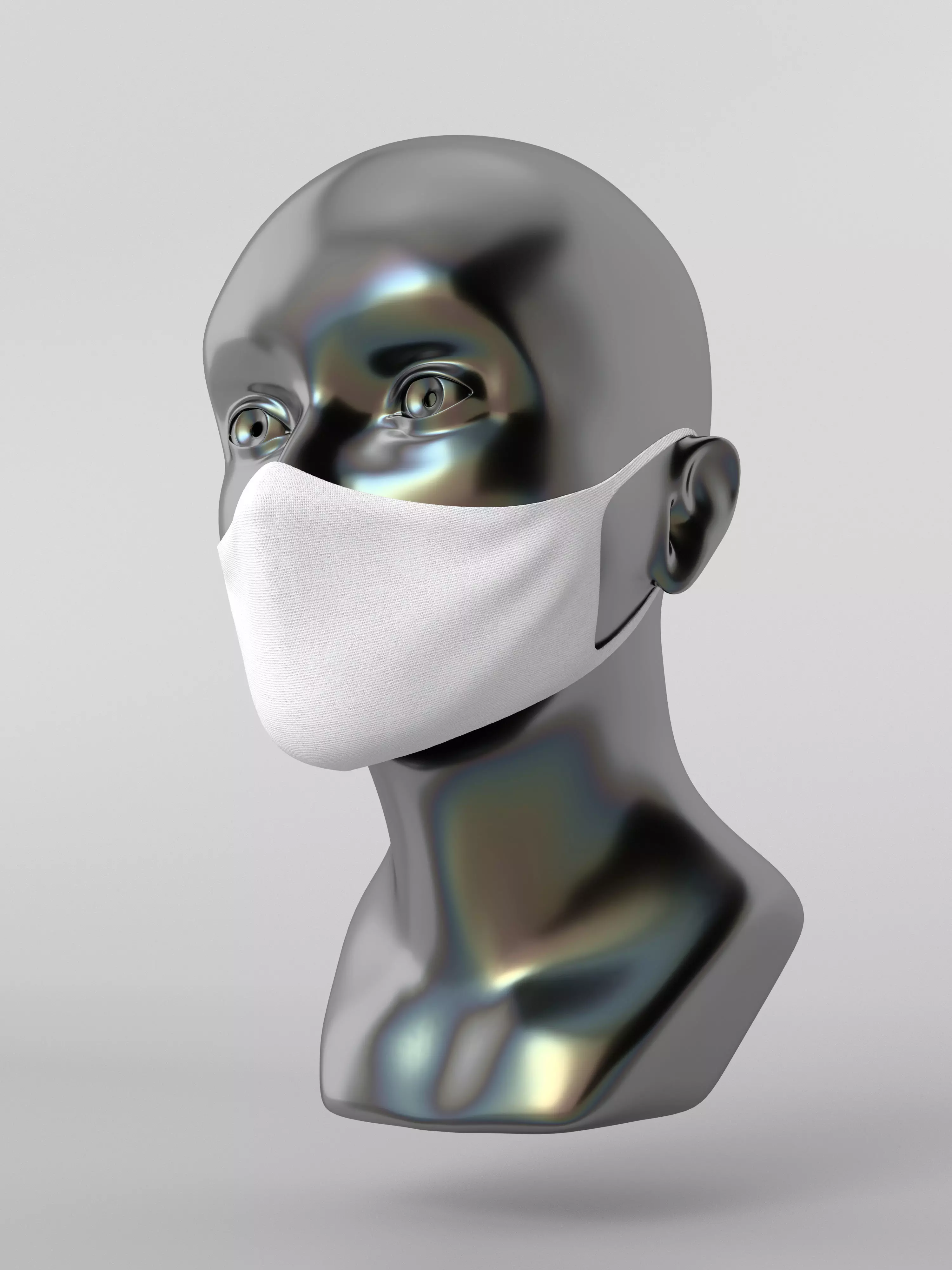 Face mask on the head of a woman mannequin head Low-poly 3D model