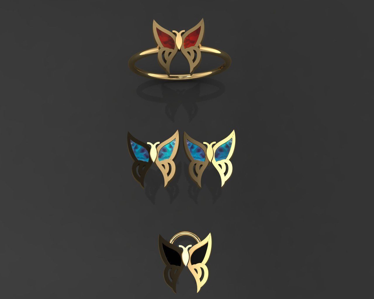 Z88- butterfry Diamond set 3D print model_1