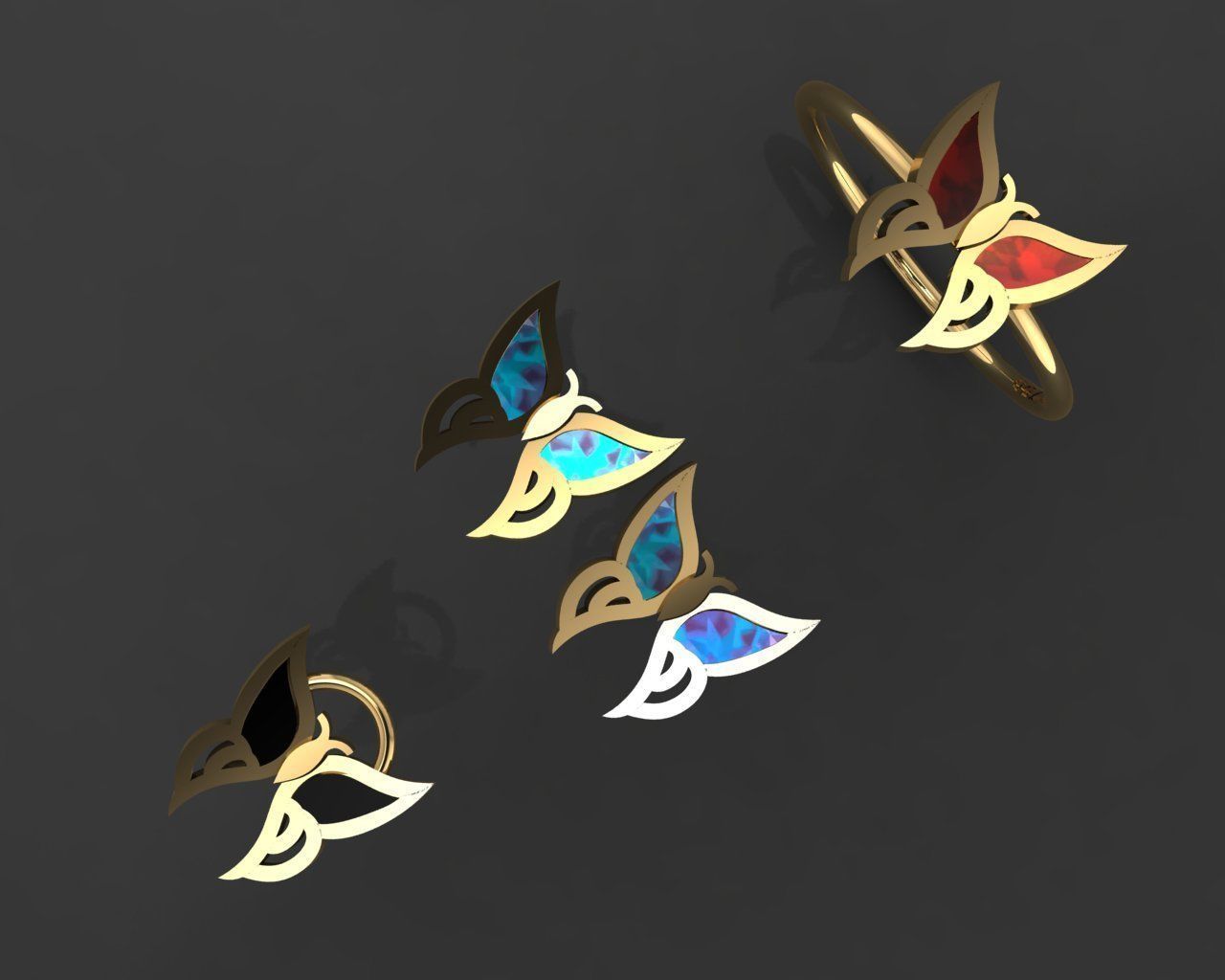 Z88- butterfry Diamond set 3D print model_3