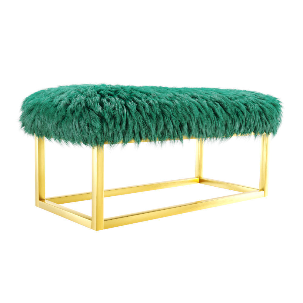 Marilyn Bench Ottoman Faux Fur 3D model_2