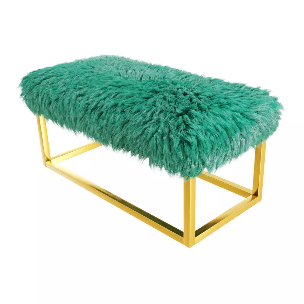 Marilyn Bench Ottoman Faux Fur 3D model_0
