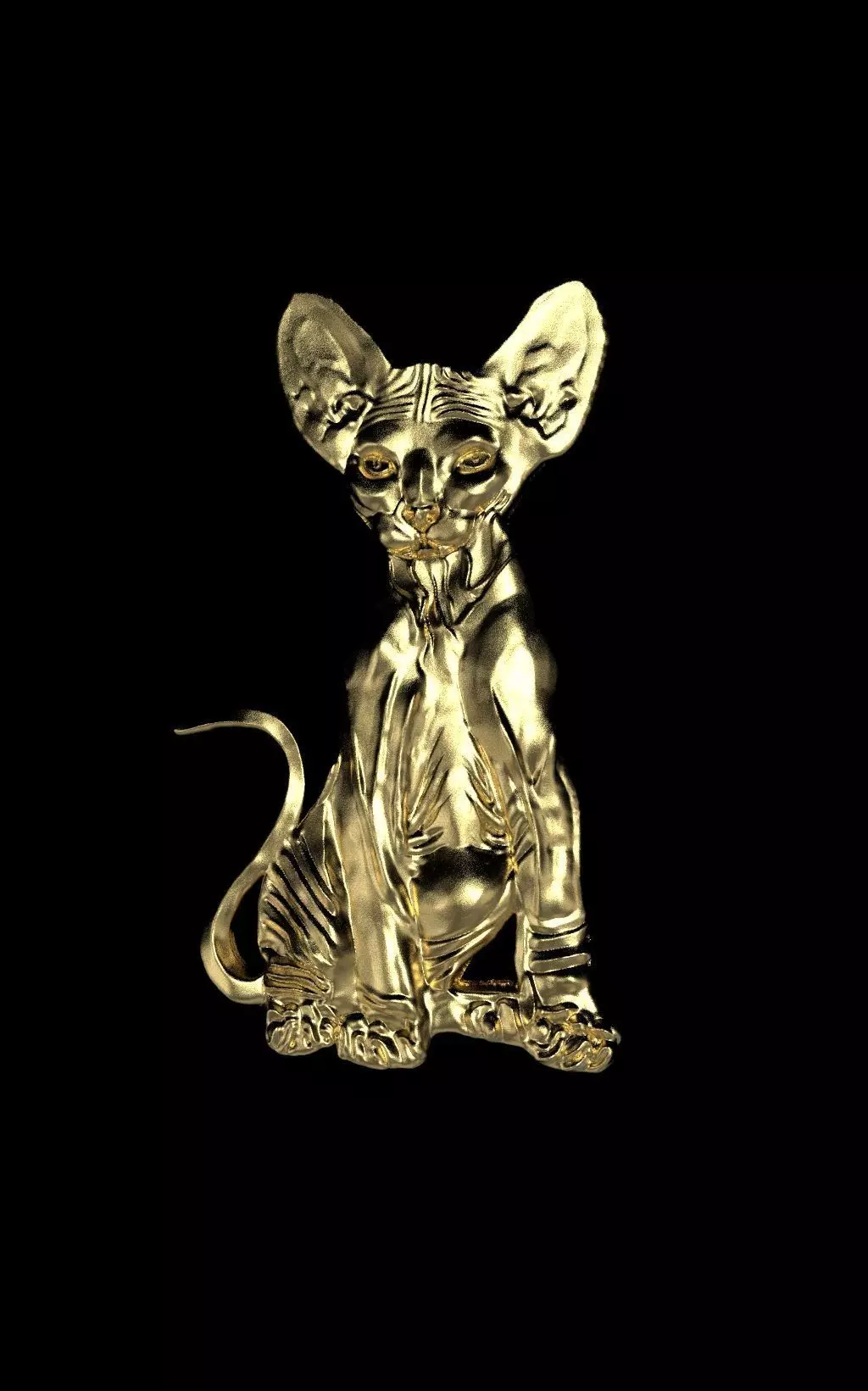 Sphynx gold cat 3D print model_0